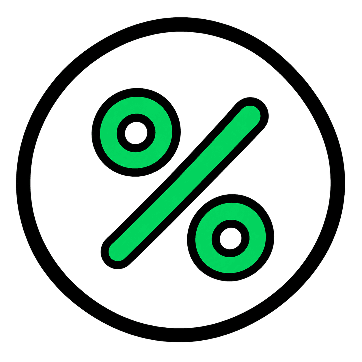 A percentage sign in a circle