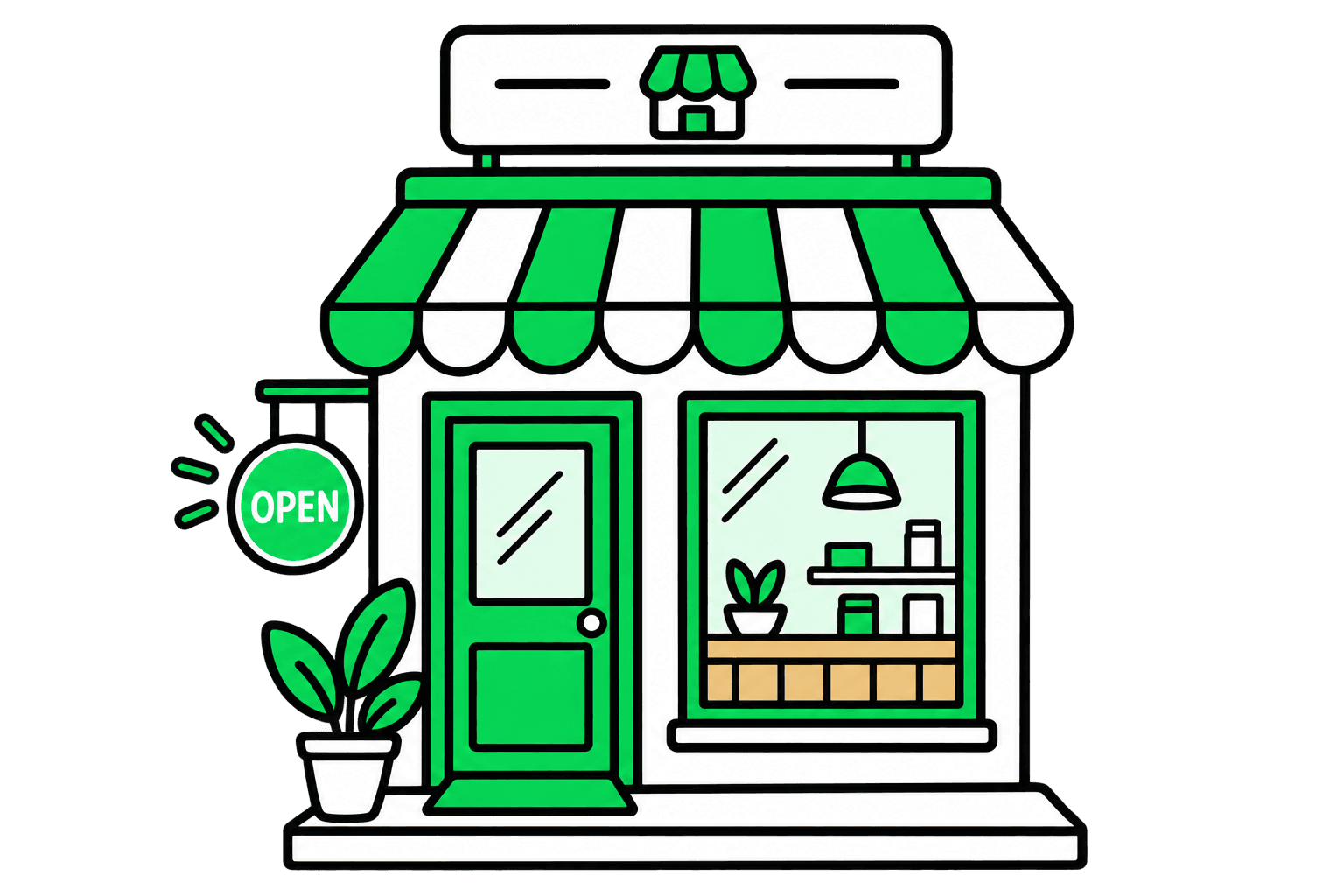 A small shopfront with an awning